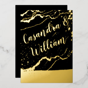 Elegant Abstract Marble Veining Gold Wedding Fo