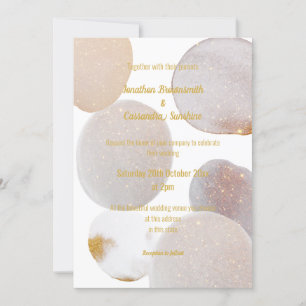 ELEGANT ABSTRACT MARBLE WHITE GOLD WEDDING INVITATION