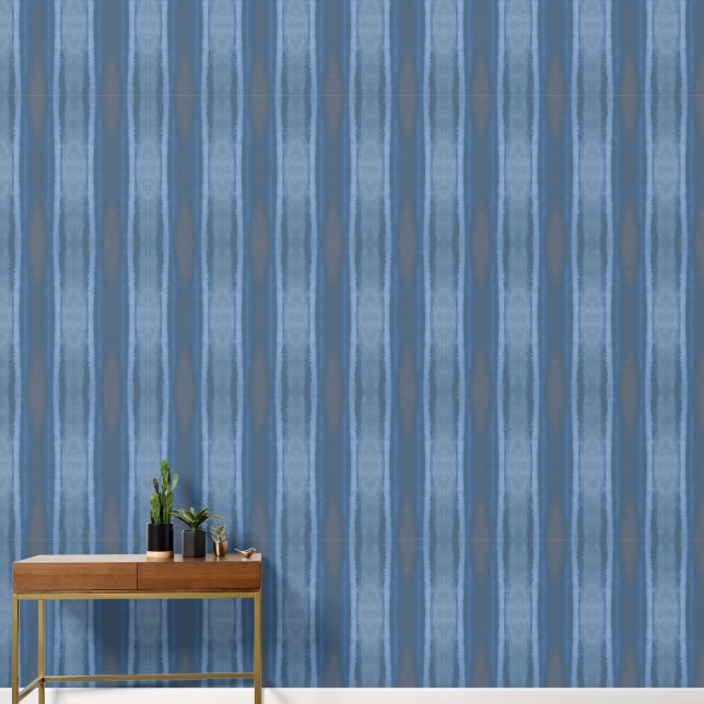 Elegant Abstract Modern Blue Vertical Stripes Wallpaper (Hallway)