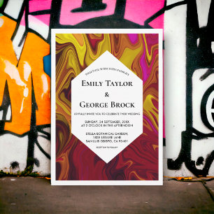 Elegant Abstract Oil Painting Fine Art Wedding Invitation