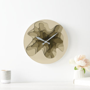 Elegant Abstract Ombre Brown Large Clock