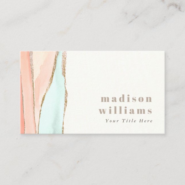 Elegant Abstract Painted Watercolors Business Card (Front)