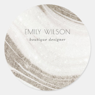 Elegant Abstract Pale Gold Marble Agate Classic Round Sticker