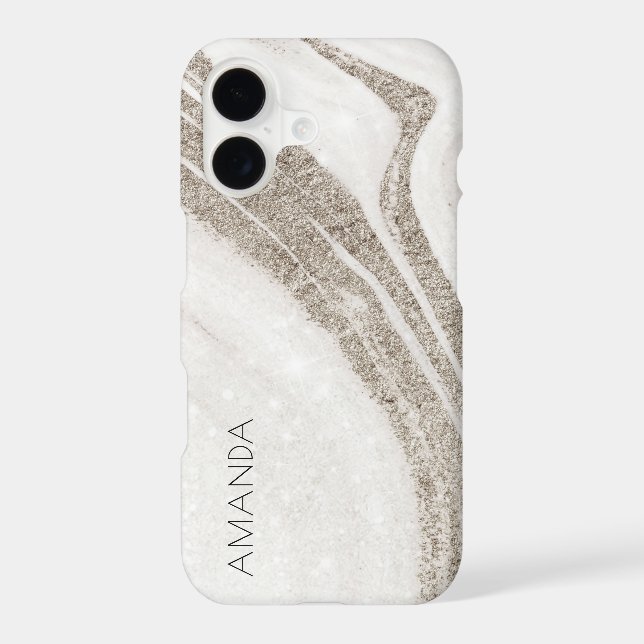 Elegant Abstract Pale Gold Marble Agate  iPhone Case (Back)