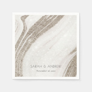 Elegant Abstract Pale Gold Marble Agate Wedding Napkin