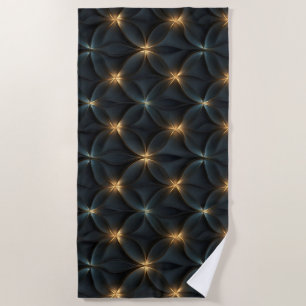 Elegant Abstract Pattern with Golden Glowing Light Beach Towel