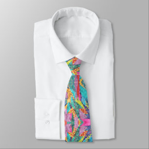 Elegant Abstract Pink and Teal Men's Neck Tie