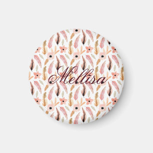 Elegant Abstract Pink Floral Watercolor Pattern Magnet
