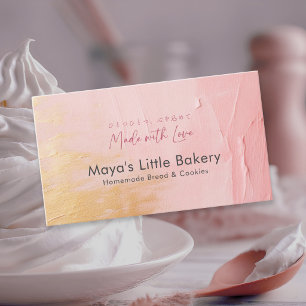 Elegant Abstract Pink Gold Bakery Business Card