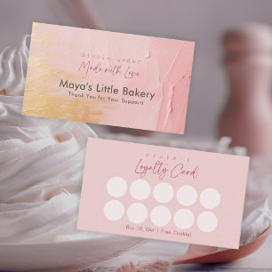 Elegant Abstract Pink Gold Bakery Loyalty Business Card