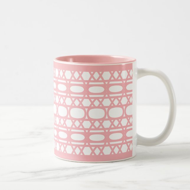 Elegant Abstract Pink Pattern Two-Tone Coffee Mug (Right)
