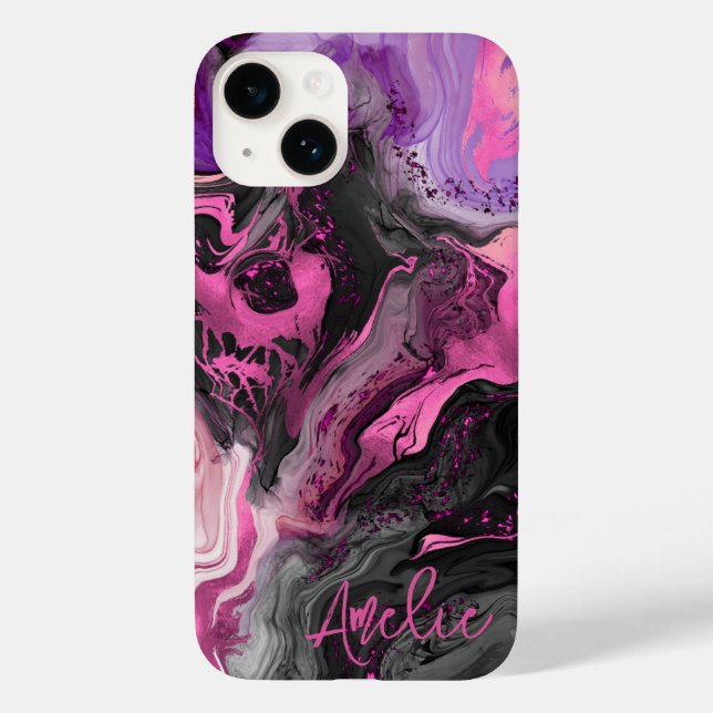 Elegant abstract pink purple black fluid art  Case-Mate iPhone case (Back)