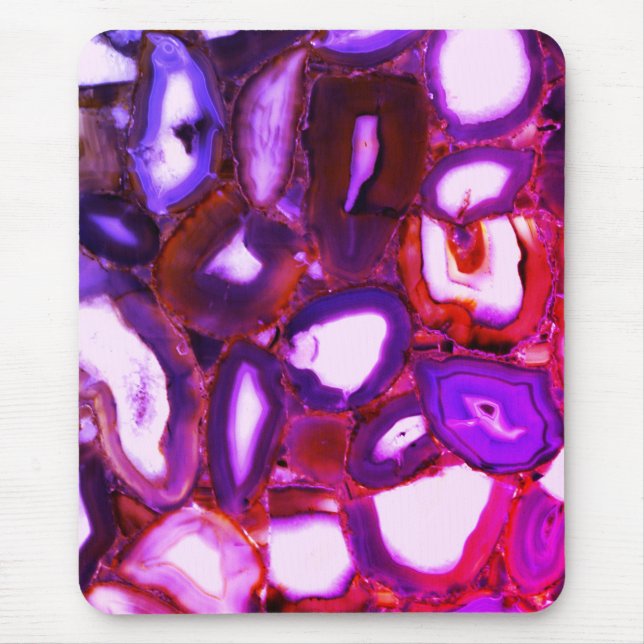 Elegant abstract pink purple geode pattern mouse mat (Front)