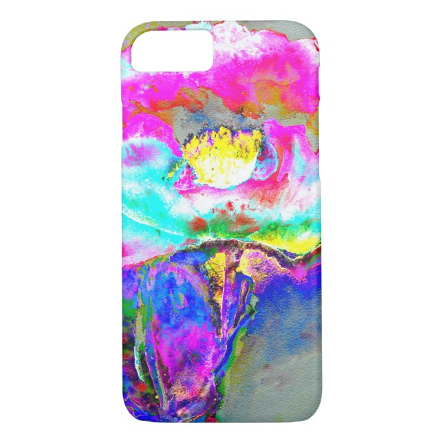 Elegant abstract pink teal floral painting Case-Mate iPhone case (Back)