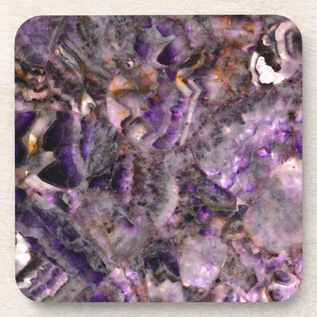 Elegant abstract purple lavender lilac marble coaster (Front)