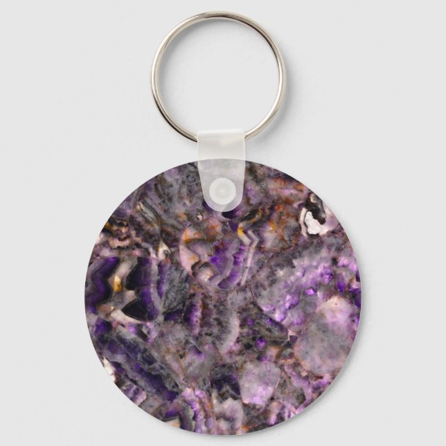 Elegant abstract purple lavender lilac marble key ring (Front)
