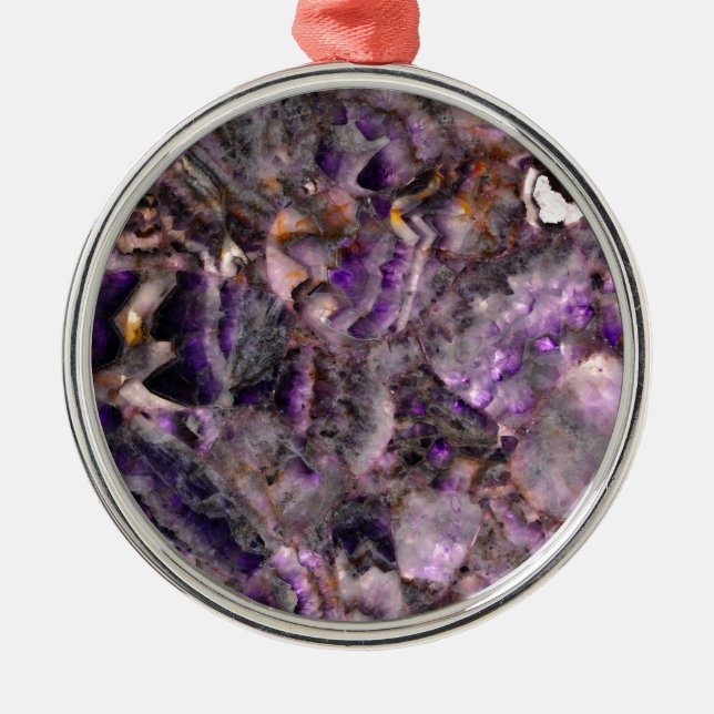 Elegant abstract purple lavender lilac marble metal tree decoration (Front)