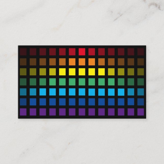Elegant abstract rainbow squares colourful mosaic business card (Front)
