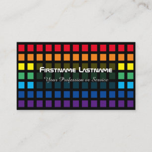 Elegant abstract rainbow squares colourful mosaic business card
