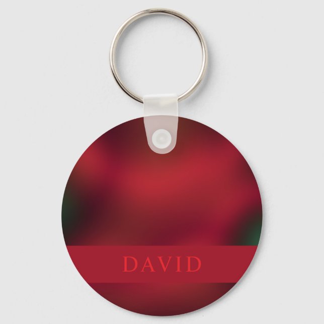 Elegant Abstract Red and Black Key Ring (Front)