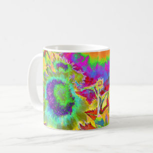 Elegant abstract retro sunflower fields coffee mug