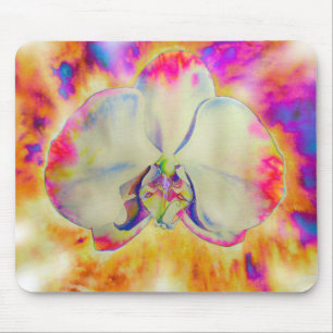 Elegant abstract retro watercolor pink orchid mouse mat