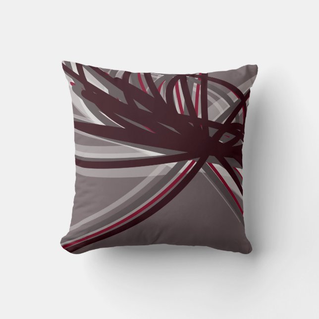Elegant Abstract Ribbons Grey Cushion (Front)