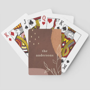 Elegant Abstract Rust Brown Orange Leafy Foliage Playing Cards