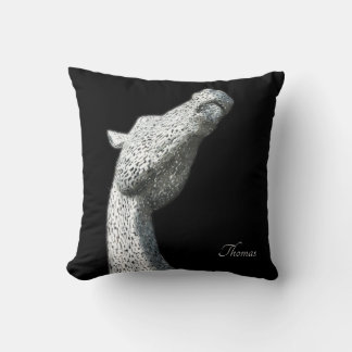 Elegant Abstract Silver Horse Black Personalised Cushion
