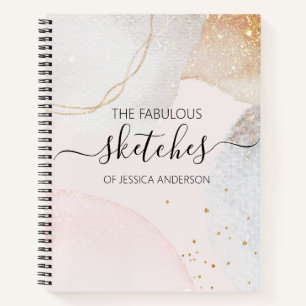 Elegant abstract sketchbook blush pink your name notebook