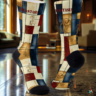 Elegant Abstract Socks: Retro Geometric Design Socks