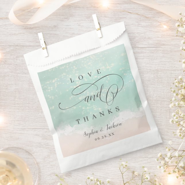 Elegant abstract sparkling ocean beach wedding favour bags (Clipped)