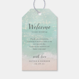 Elegant abstract sparkling ocean beach wedding gif gift tags