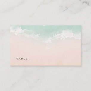 Elegant abstract sparkling ocean beach wedding place card