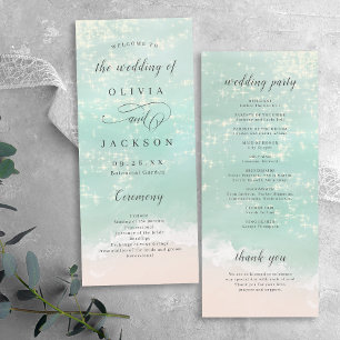 Elegant abstract sparkling ocean beach wedding  programme