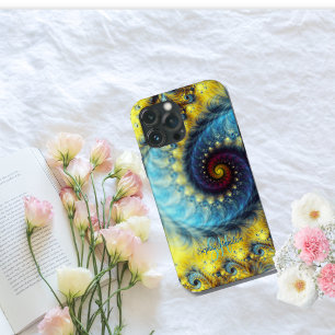 Elegant Abstract Spiral Fractal Name Monogrammed iPhone 13 Pro Max Case