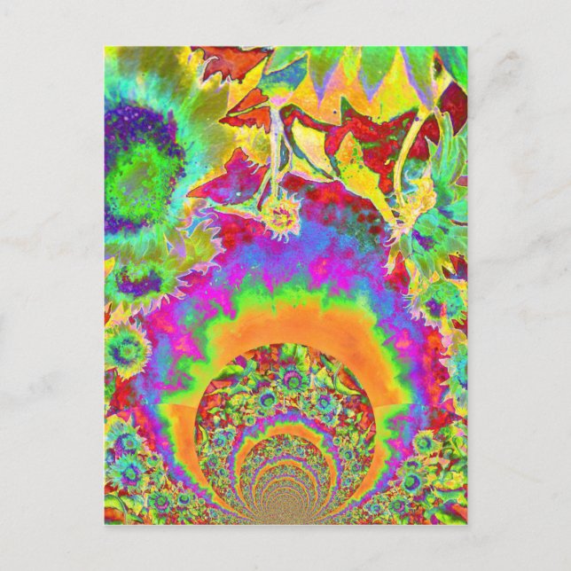 Elegant abstract sunflower watercolor floral postcard (Front)