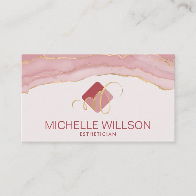 Elegant Abstract symbol and watercolor Business Card (Front)