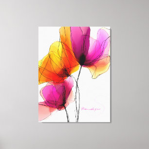Elegant Abstract Watercolor Floral Custom Canvas Print