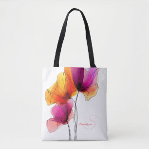Elegant Abstract Watercolor Floral Custom Tote Bag