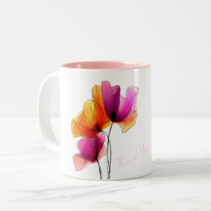 Elegant Abstract Watercolor Floral Custom Two-Tone Coffee Mug