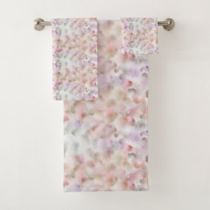 Elegant Abstract Watercolor Pink Lilac Pastel Bath Towel Set