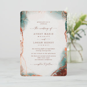 Elegant Abstract Watercolor Terra Cotta Wedding Invitation