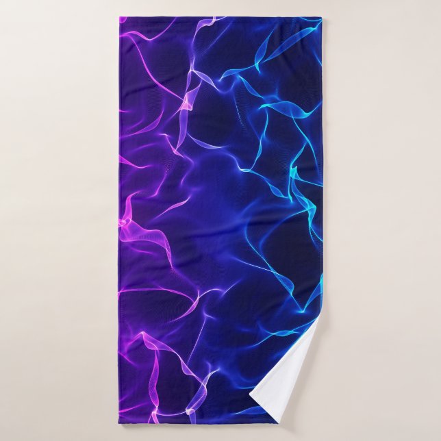 Elegant Abstract Waves -blue and purple- Bath Towel (Bath Towel)