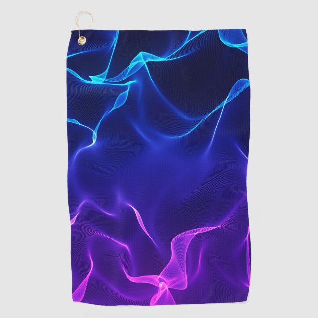 Elegant Abstract Waves -blue and purple- Golf Towel (Front)