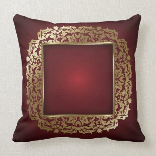 Elegant Abstract Wine And Gold Cushion