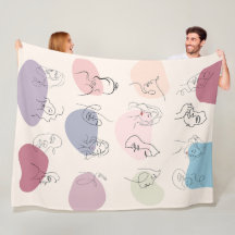 Elegant Abstract Woman Line Art Fleece Blanket