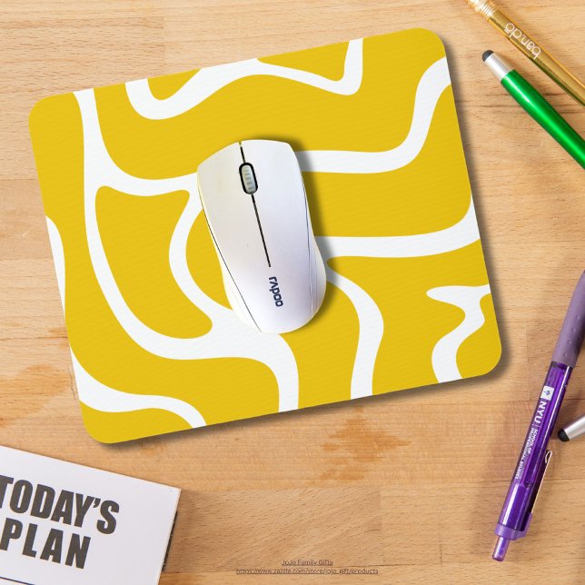 Elegant abstract  yellow and white contemporary mouse mat (Creator Uploaded)