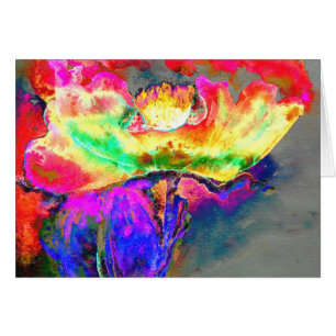 Elegant abstract yellow pink floral flower poppy