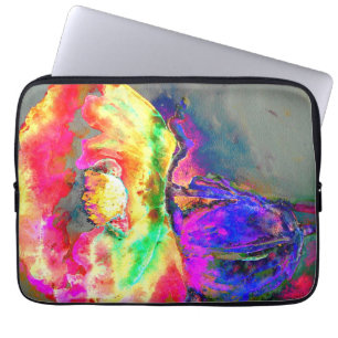 Elegant abstract yellow pink floral flower poppy laptop sleeve